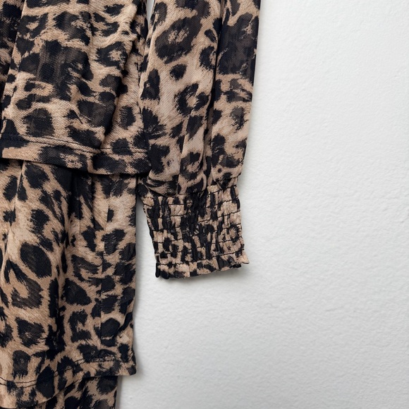 Badgley Mischka Leopard Print Long Sleeve Dress size PL - Picture 14 of 15